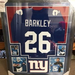 Saquan Barkley signed jersey and frame